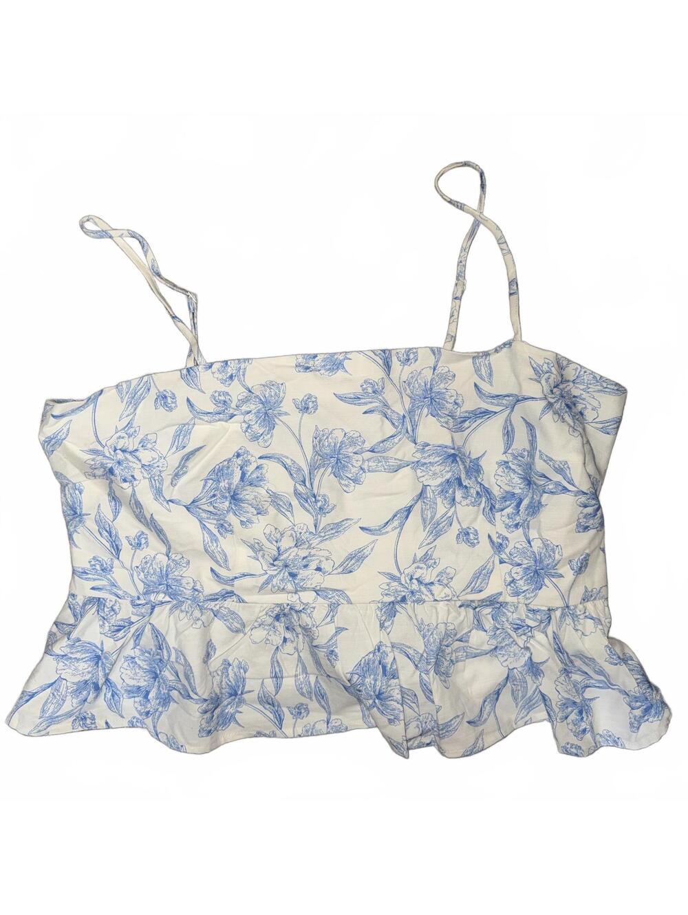 A New Day Women's XL Blue Floral Peplum Cami Tank Top NWT